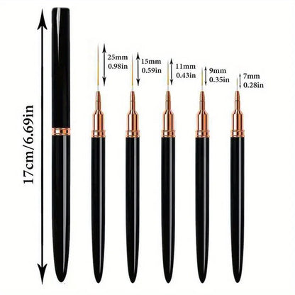 5 Teile/satz Nail art Liner Pinsel Set Längliche Linien Striping Zeichnung UV Gel Malerei Nagel Design Stift Professionelle Maniküre Werkzeug