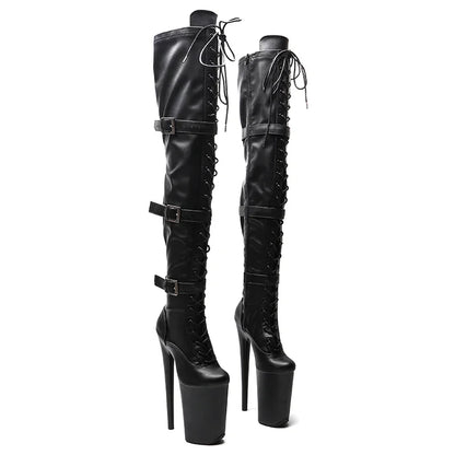 Leecabe   23CM/9inches Matte  PU   fashion  lady  High Heel platform  Pole Dance boots