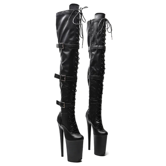 Leecabe 23CM/9 zoll Matte PU mode dame High Heel plattform Pole Dance stiefel