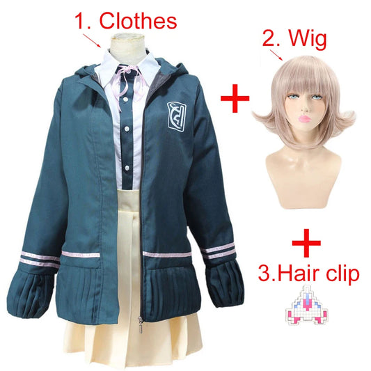 Uniforme de lycéen Anime Danganronpa Nanami ChiaKi Cosplay Costume Veste à manches longues Jupe courte Jupe Loli