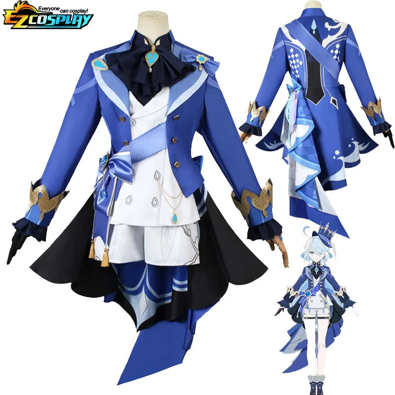 Costume de Cosplay Focalors Genshin Impact Costume de Cosplay Focalors Hydro Archon Costume de Cosplay Focalors et perruque de Cosplay