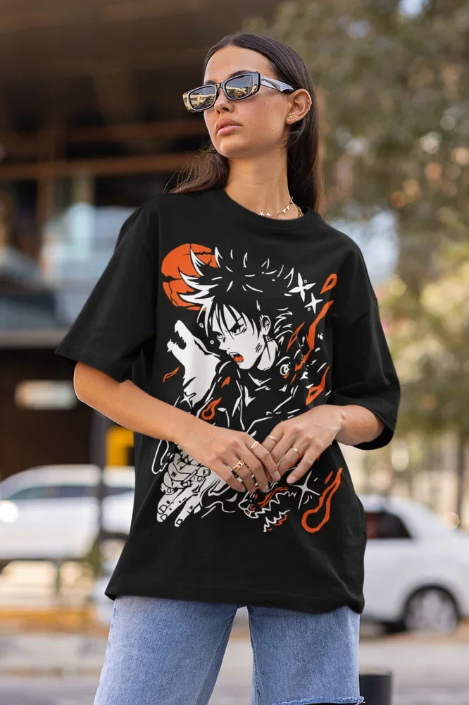 Megumi Fushiguro T-Shirt Jujutsu Kaisen Gojo Satoru Divine Dogs Shirt Soft Tee