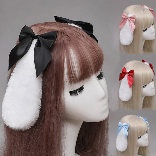 Épingle à cheveux Kawaii Lolita oreilles de lapin Cosplay Anime filles costumes pinces à cheveux de lapin tombantes couvre-chef mignon pour femmes