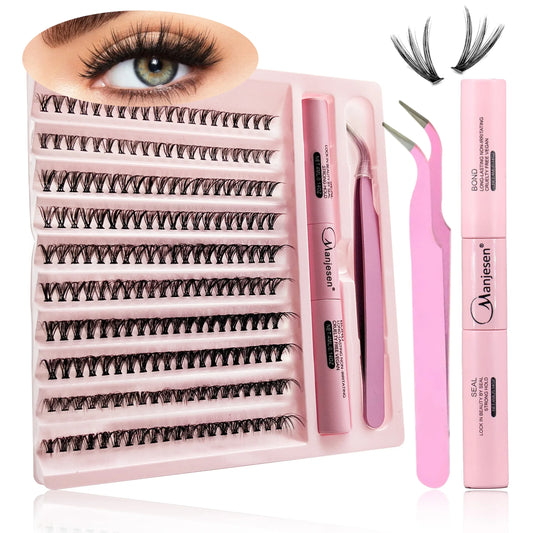 Kit d'extension de cils DIY Cils 200 PCS Clusters Lash Bond and Seal Outils de maquillage pour coller les cils Colle Accessoires