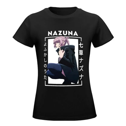 Ruf der Nacht - Nazuna Mittelfinger T-Shirt Anime Kleidung Tees Kawaii Kleidung Grafiken Workout T-Shirts für Frauen