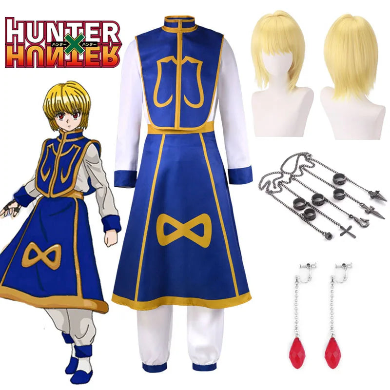 Anime Manga Hunter x Hunter Kurapika Cosplay Kostüm Perücke Finger Ringe Kette Ohrringe Anime Uniformen Halloween Party Outfits