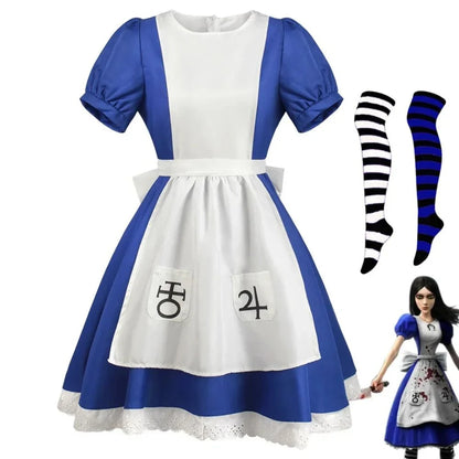 Anime Alice Prinzessin Kleid Dienstmädchen Schürze Kleid Spiel Madness Returns Alice Cosplay Kostüm Für Frauen Mädchen Halloween-Party