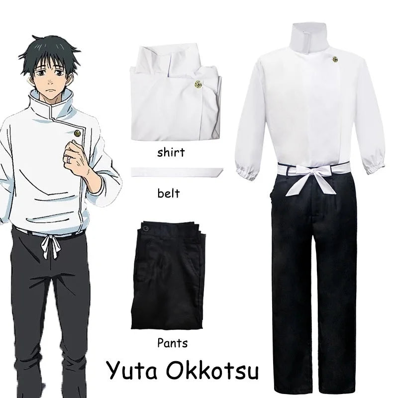 Anime Jujutsu Kaisen Yuta Okkotsu Cosplay Kostüm Männer Frauen Halloween Party Uniformen Tops + Hosen + Gürtel