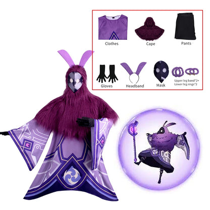 Genshin Impact Abyss Mage Cosplay Costume Halloween Carnaval Anime Monstre Masque Ensemble Comprenant Gants Couvre-chef Cape Boucles De Jambe