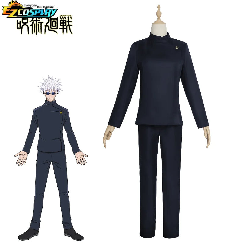 Gojo Satoru Cosplay Uniforme Jujutsu Kaisen Gojo Satoru Cosplay Costume Uniforme de Lycée Perruque Costume Halloween Costumes pour Hommes