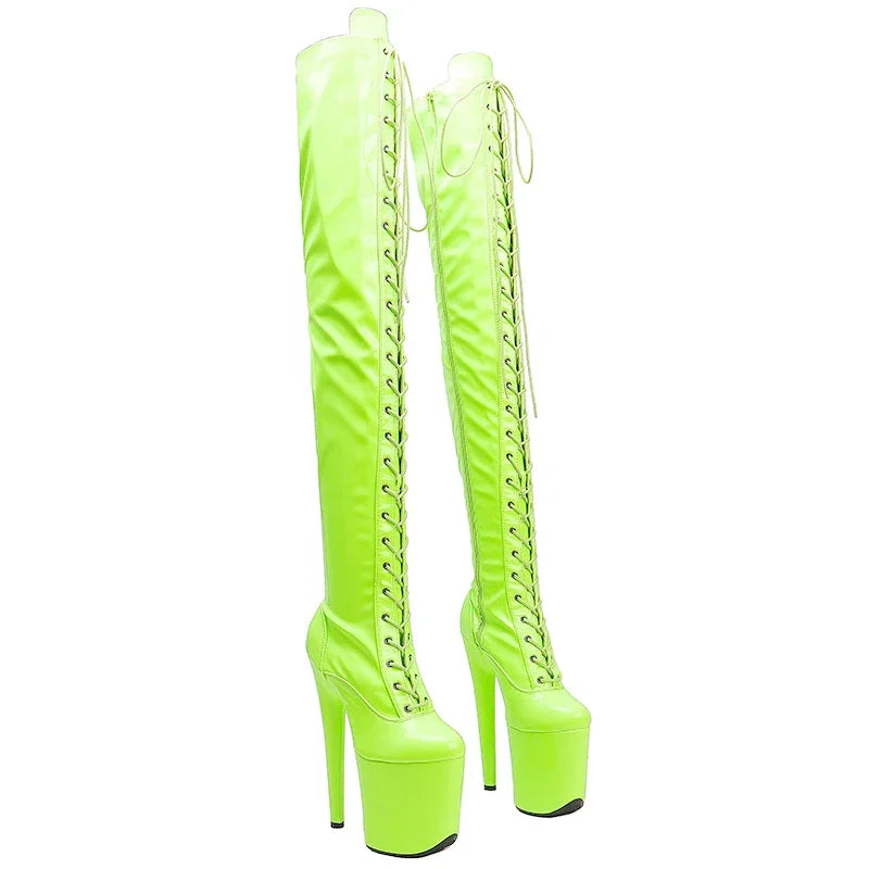 Leecabe 20CM/8 zoll patent obermaterial mode dame High Heel plattform stripper ferse Pole Dance stiefel