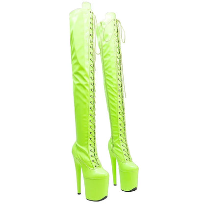 Leecabe 20CM/8 zoll patent obermaterial mode dame High Heel plattform stripper ferse Pole Dance stiefel