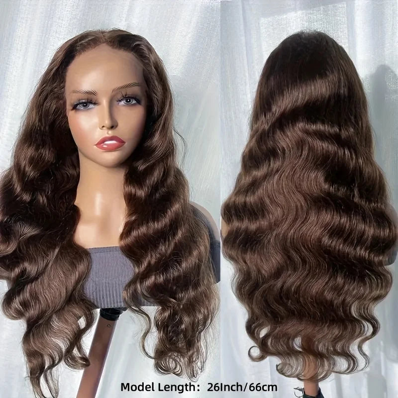 Perruque Lace Front Wig 13X4 de 30 à 32 pouces, cheveux humains de couleur marron chocolat, pour femme, HD Transparent, vente flash