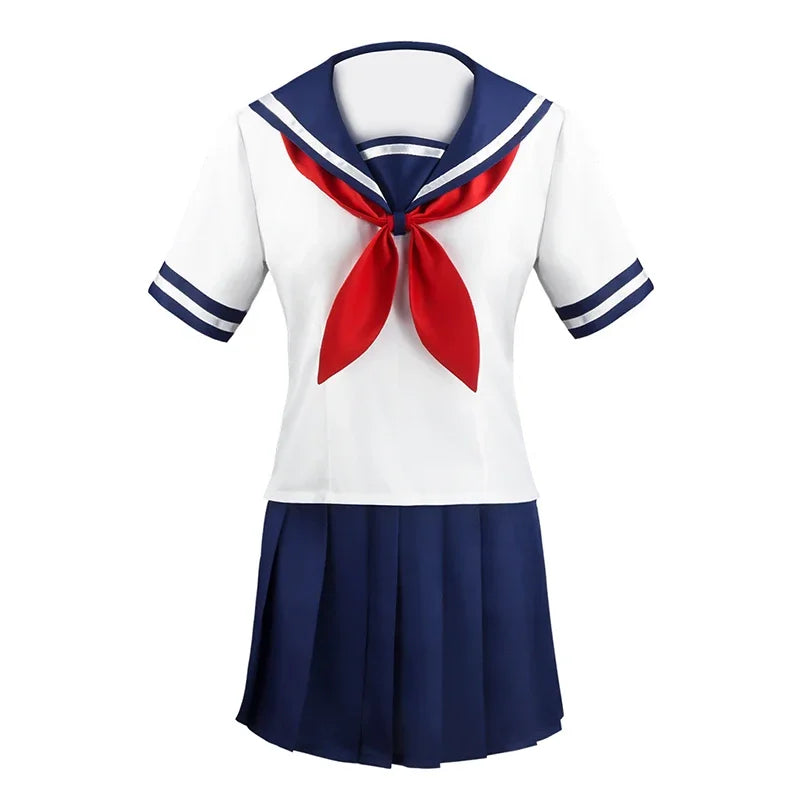 Costume de cosplay Yandere Simulator Ayano Aishi pour Halloween, jupe de marin bleu marine pour fille Loli, collants noirs