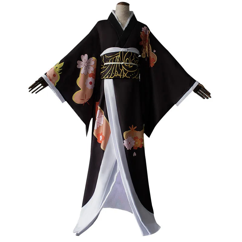 Anime Kibutsuji Muzan Cosplay Kostüm Anime Kimetsu no Yaiba Cosplay Kostüme Frauen Kimono Uniformen Kleidung Kleider Headwearuit