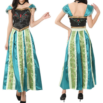 Déguisement de princesse Anna pour femme Halloween Noël Cosplay Déguisement Couronnement