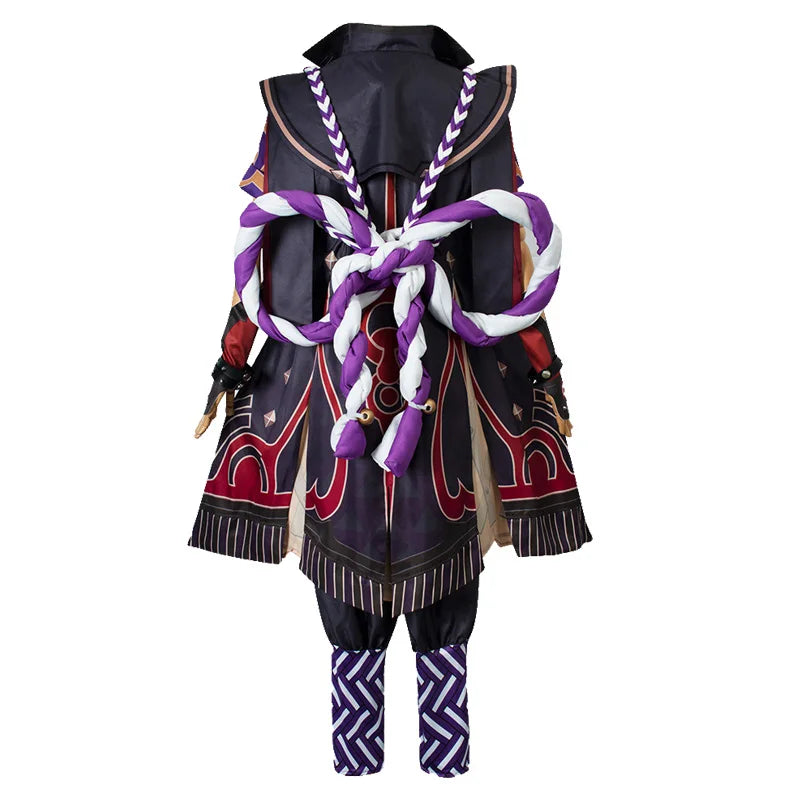 Costume de Cosplay d'Halloween Genshin Impact Arataki Itto, perruque de Cosplay d'anime, vêtements comprenant un collier, un nœud arrière et une ceinture