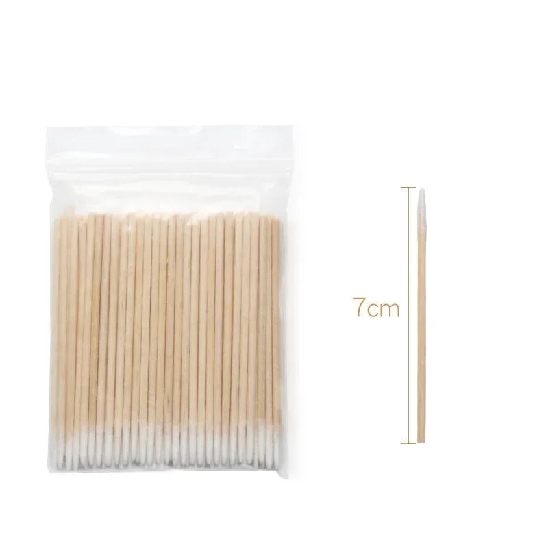 Lot de 100 à 500 cotons-tiges en bois pour nettoyer les ongles, bâtonnets de coton-tige en bois pour manucure, correcteur de détails, dissolvant de vernis à ongles, outil d'art