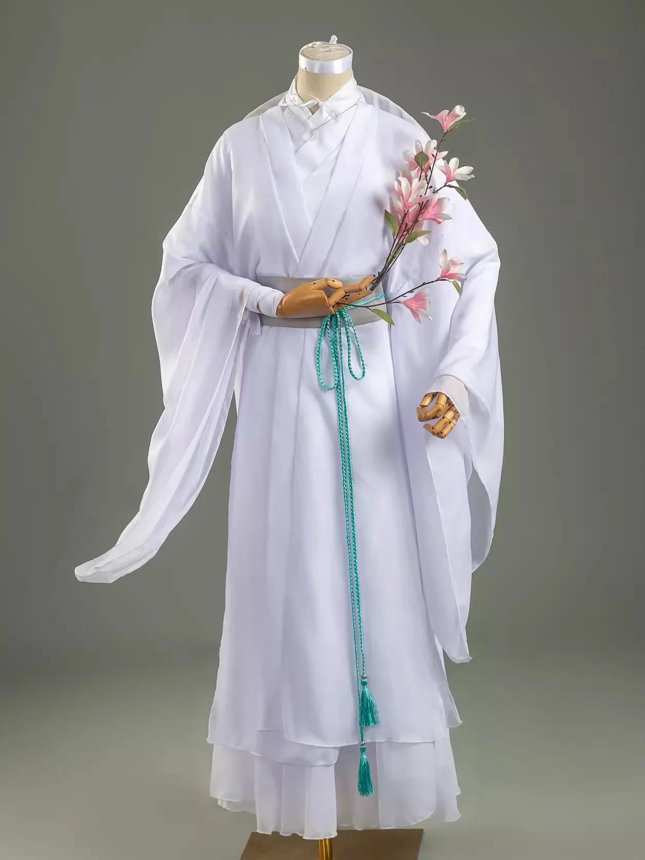 Anime Xie Lian Cosplay Costume Chapeau Perruque Tian Guan Ci Fu Cosplay Xielian perruques Bambou Chapeau Prop Blanc Han Fu Anime Tenue Costumes