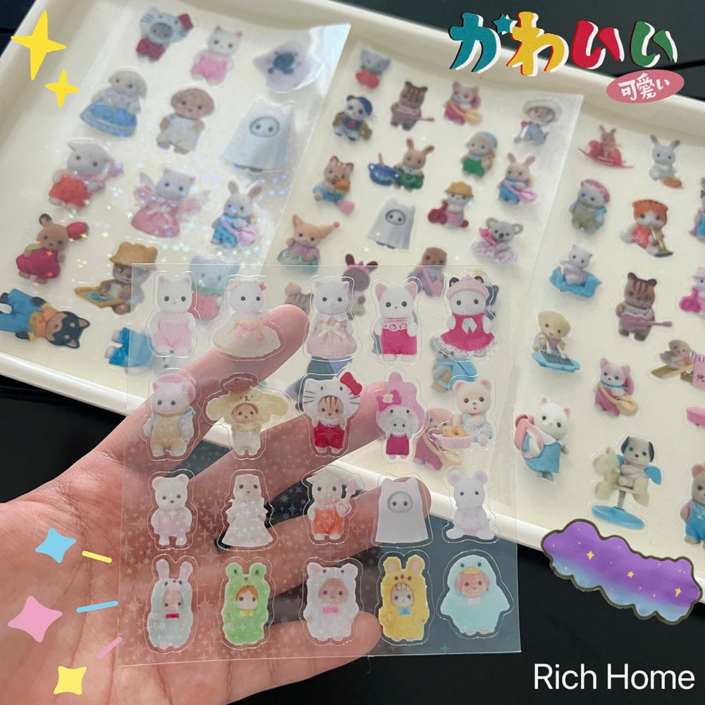 75 Stück Sylvanian Mini Cartoon Wasserfest Kawaii Sticker Pack Anime Zubehör