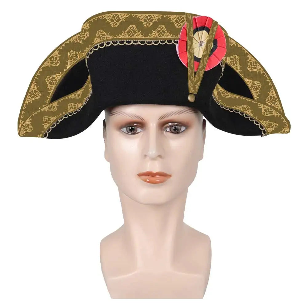 Medieval Napoleon Cosplay Hat Cap Fantasia Costume Disguise Adult Men Women Admiral Bicorn Hat Captain Cap Halloween Accessories