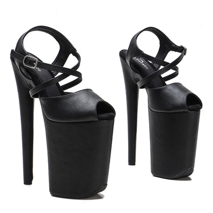 Leecabe 23CM/9 zoll matte PU oberen Plattform Sexy High Heels Sandalen Pole Dance schuhe