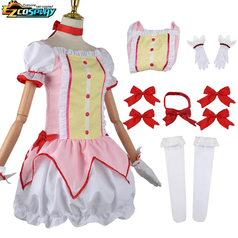 Anime Magical Girl Puella Magi Madoka Magica Akemi Homura Kaname Madoka Cosplay Costume Mahou Shoujo Perruque Costume de combat Robe Jupe