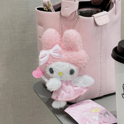 Porte-clés en peluche Kawaii Sanrio Hello Kitty Melody Kuromi de 12 cm, pendentif de sac en peluche de la série Anime Dream Angel