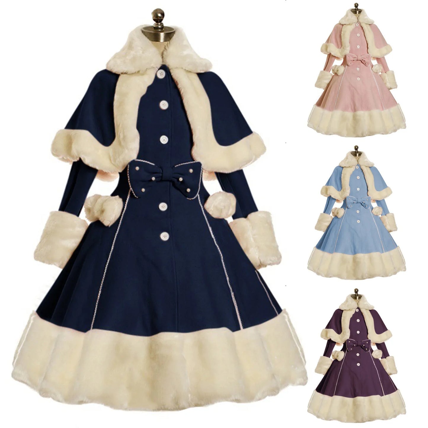 Robe longue élégante à manches longues pour femme, jolie robe vintage esthétique, robe plissée de princesse, style Lolita, robe à volants pour femmes