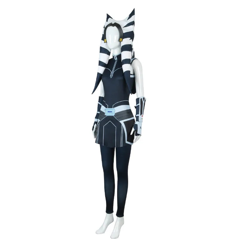 Anime Laku Ahsoka Tano Cosplay-Kostüm für Erwachsene, Halloween, Anakin Cosplay-Kostüm, komplettes Set inklusive Hut für Comic Con Ahsoka-Outfits