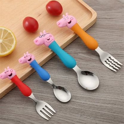 Cartoon Peppa Pig Geschirr Gabel Löffel George Pig Papa Mama Party Anime Figur Geschirr Studenten Familie Geschenk Spielzeug Party Jungen Geschenke