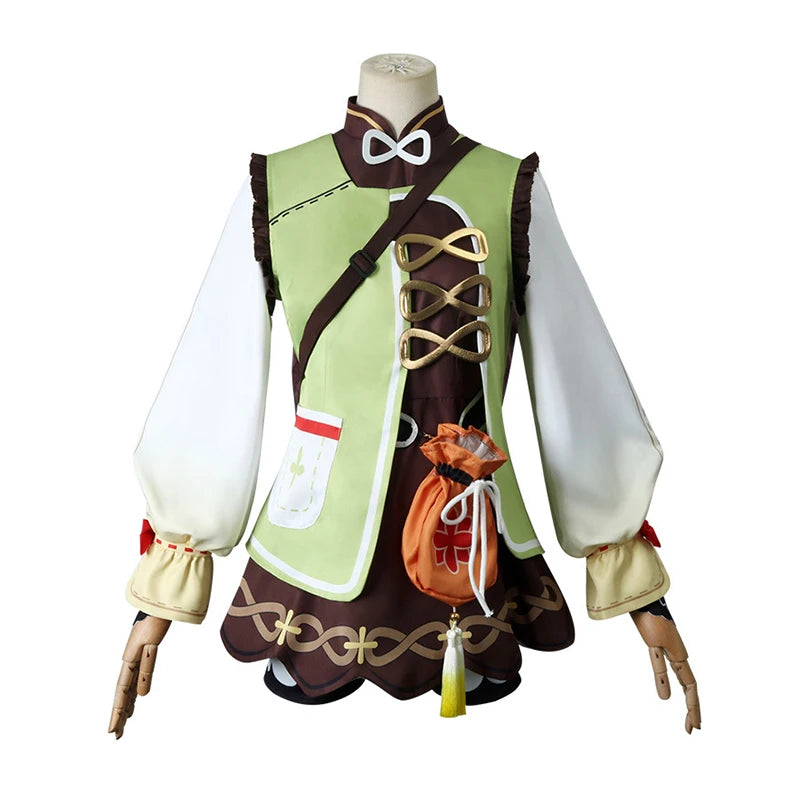 Costume de Cosplay Genshin Impact Yaoyao pour adultes et garçons, vêtements comprenant un couvre-chef, une chaussette, un sac banane, un uniforme de Cosplay Loli d'Halloween