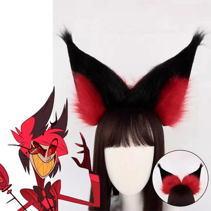 Anime Hazbin Hotel Alastor Cosplay Prop Radio Dämon Rot Wolf Fuchs Ohren Hairhoop Kopfbedeckung Stirnband Für Kostüm Zubehör Waffe