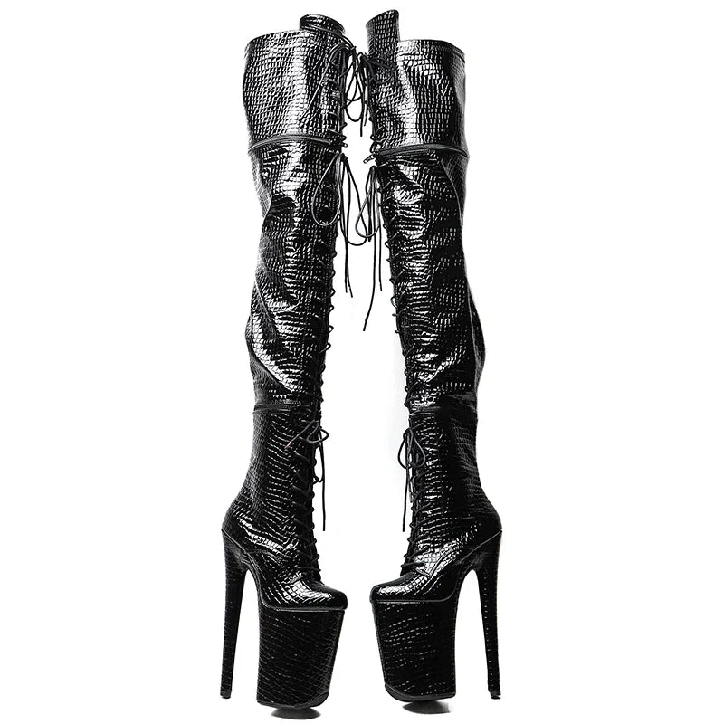 Leecabe 23CM/9Inch Pu Oberen Reißverschluss geteilte Stiefel Frauen Neues Design Drei Möglichkeiten, Stiefel zu tragen Extrem hoher Absatz Abnehmbare Stiefel