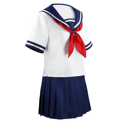 Costume de cosplay Yandere Simulator Ayano Aishi pour Halloween, jupe de marin bleu marine pour fille Loli, collants noirs