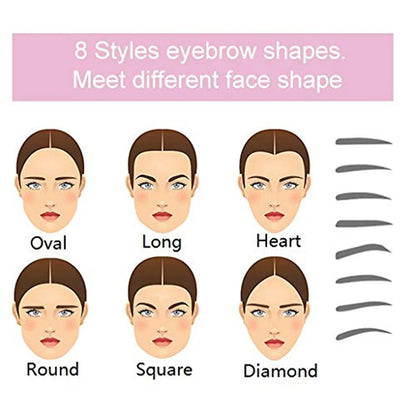 8 in 1 wiederverwendbare Augenbrauen-Schablone Beauty Makeup Brow Stamp Template Augenbrauen-Form-Set Augenbrauen-Makeup-Tools und Zubehör