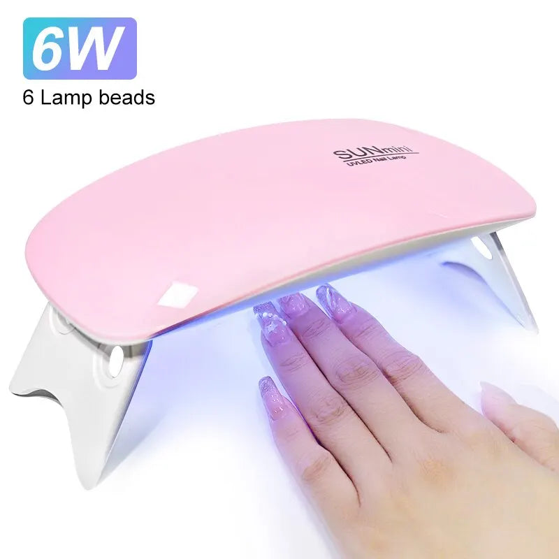 6W Mini-Nageltrockner, tragbare 6-LED-UV-Manikürelampe, Nagellampe für den Heimgebrauch zum Trocknen von Lacken mit USB-Kabel