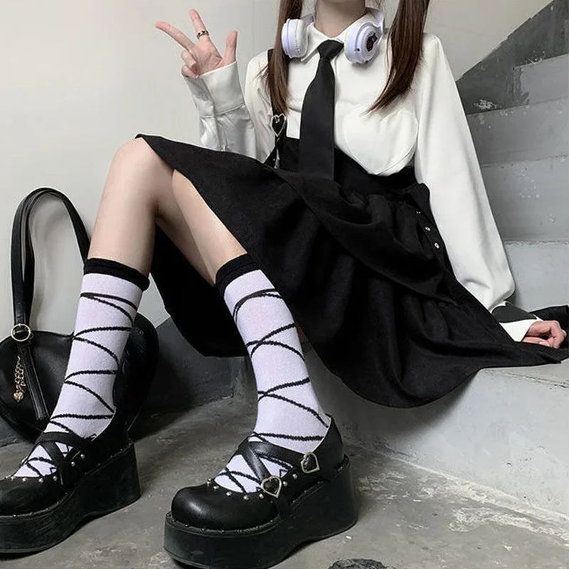 HOUZHOU Kawaii Robe Lolita Noire Femmes Volants Superposés Japonais Sans Manches Bretelles Mignon Mini Robe Style Preppy Robe D'été Scolaire