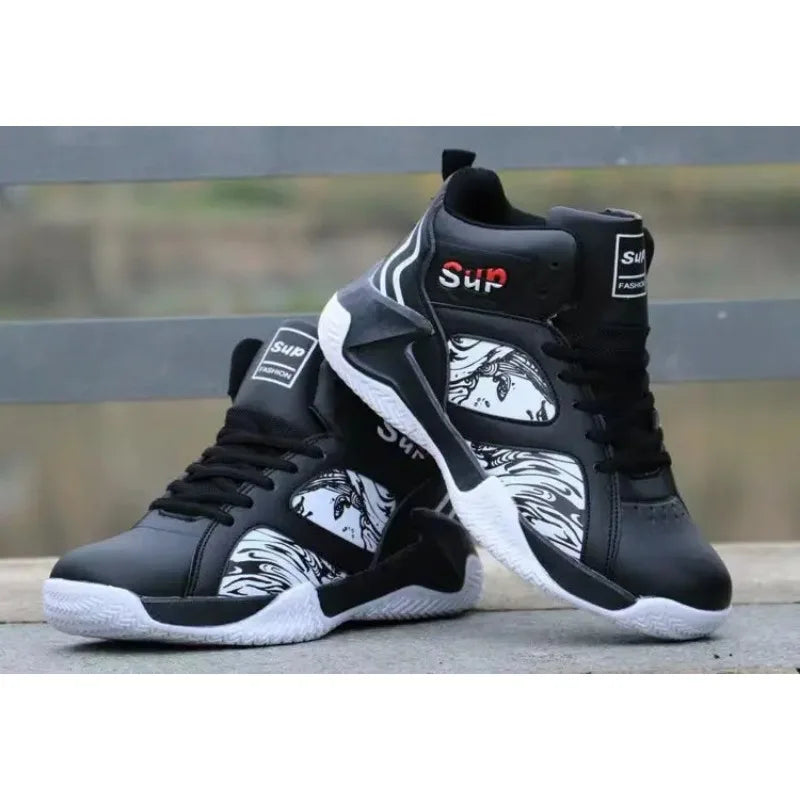 Chaussures de basket-ball en cuir PU pour hommes, automne et hiver, baskets à lacets, mode coréenne, chaussures transfrontalières pour hommes