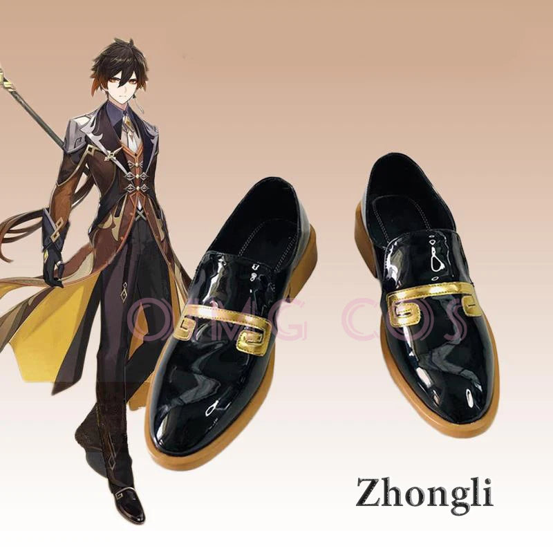 Impact Zhongli Cosplay Schuhe Anime Chinesischer Stil Halloween für Frauen Spiel