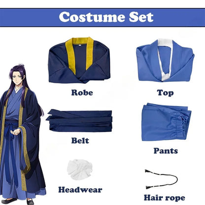 Anime The Apothecary Diaries Jinshi Cosplay Kostüm Perücke Blaue Robe Uniform Kopfbedeckung Kusuriya No Hitorigoto Halloween Damen Herren