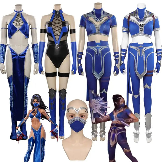 Mortal Kombat Mileena Kitana Cosplay Fantasia Costume Sexy Jumpsuit Mask for Adult Women Fantasy Outfit Halloween Carnival Suit