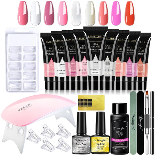 Kit de gel pour ongles de 15 ml pour une extension rapide des ongles en gel polymère pour nail art, outils pour ongles, solution acrylique pour extension des doigts, kit de vernis à ongles en gel