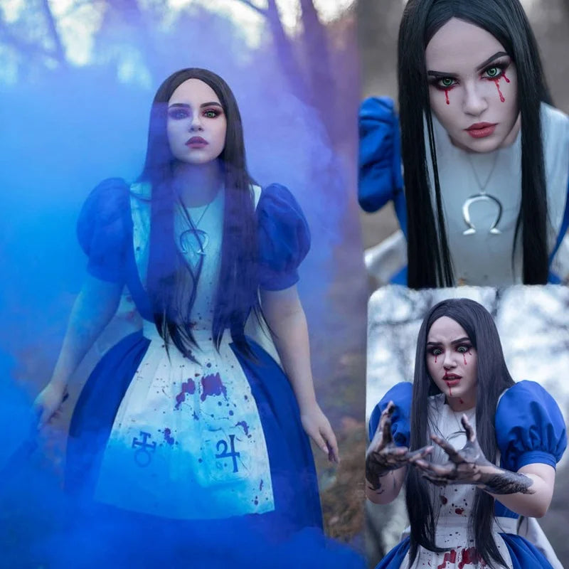 Anime Alice Prinzessin Kleid Dienstmädchen Schürze Kleid Spiel Madness Returns Alice Cosplay Kostüm Für Frauen Mädchen Halloween-Party