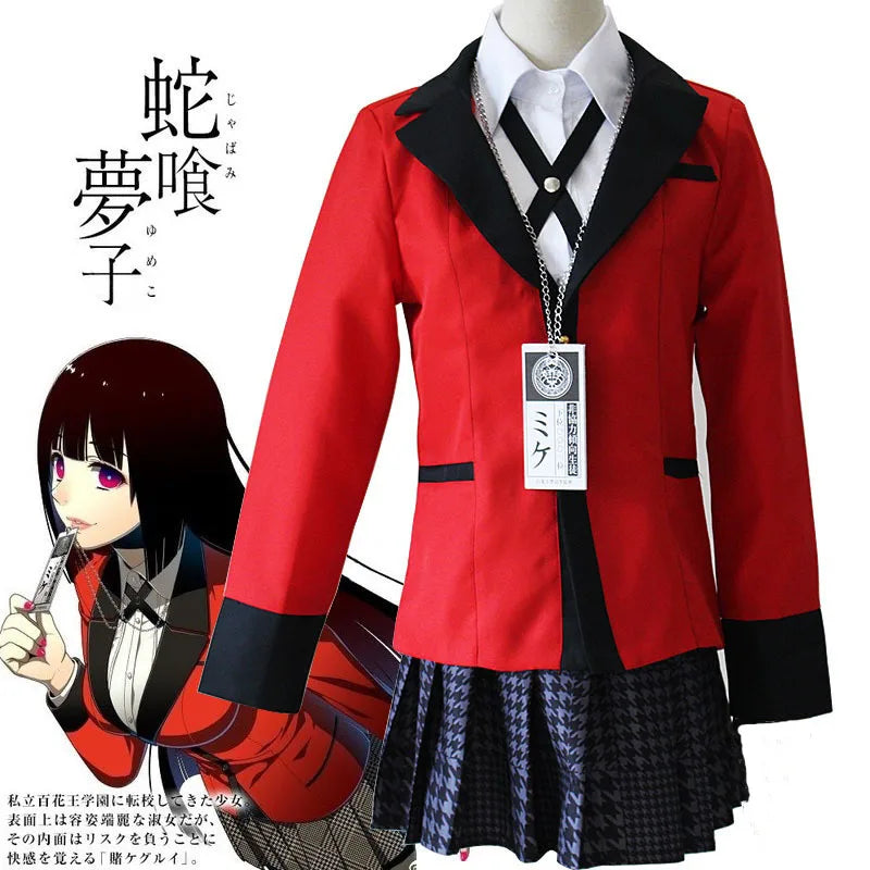 Anime Kakegurui Jabami Yumeko Cosplay Kostüm Halloween Sayaka Compulsive Gambler Japanische Schulmädchen JK Uniform Halloween Cos