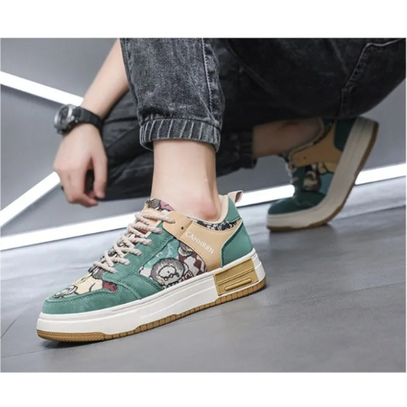 Men's Canvas Shoes New Platform Sneakers Trendy Lace-up Bear Skate Shoes 2023 Men Street Versatile Casual Shoes Tenis Masculino