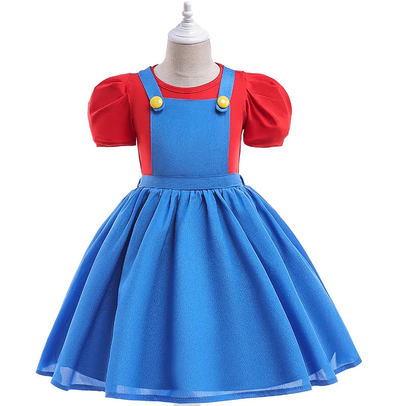 Mario Dress Cosplay Fancy Dress Outfit Halloween Carnival Girls Super Brothers Costume