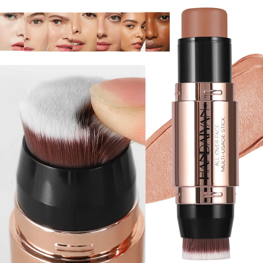 Crème de contouring pour le visage à double tête, bronzeur, maquillage, ombre claire et foncée, anti-cernes durable, éclaircissement du visage, contouring avec pinceau