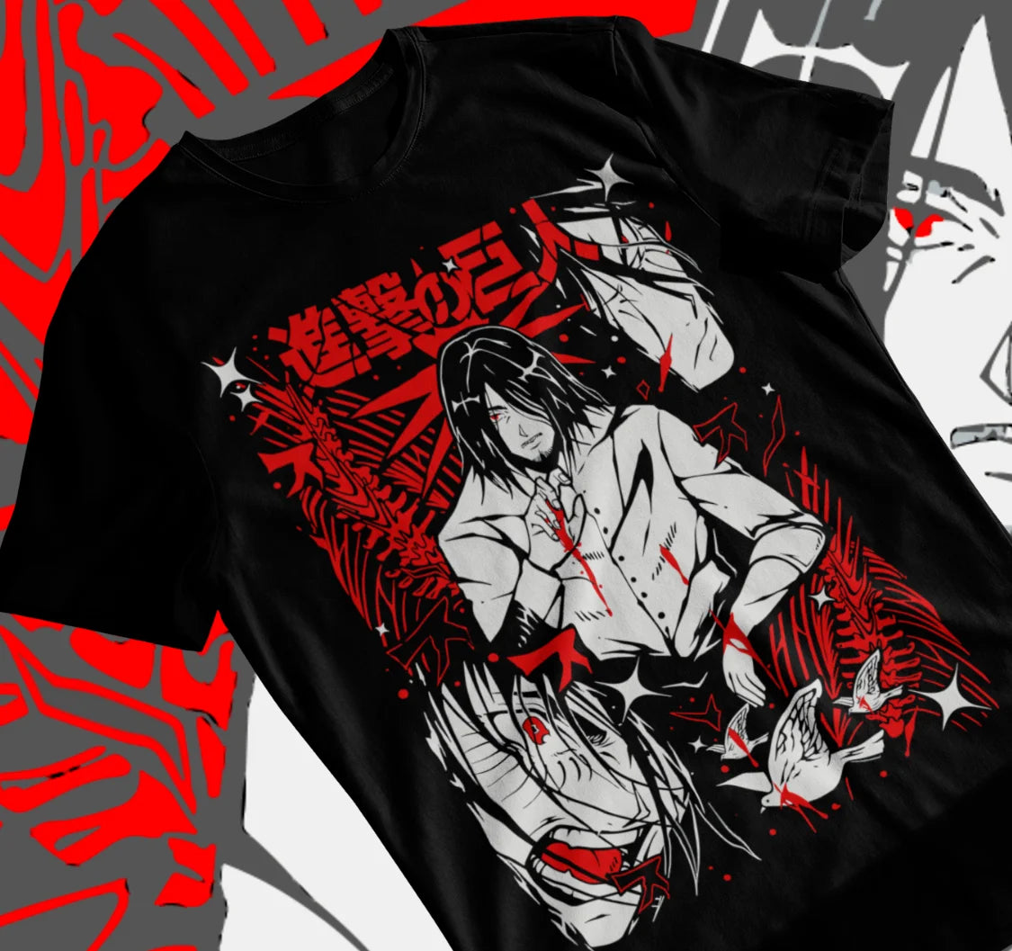 Eren Yeager Aot T-Shirt,Anime,Attack On Titan,Grafik-T-Shirt,Schwarzes Shirt,Soft-T-Shirt