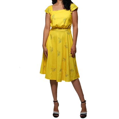 Movie La La Land Mia Cosplay Costume Halloween Carnival Party Yellow Dress Women's Summer Sleeveless Skirt